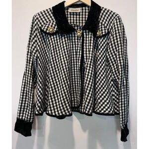 Nonanda Gingham Check‎ Jacket/Poncho Collar one Button USA Made